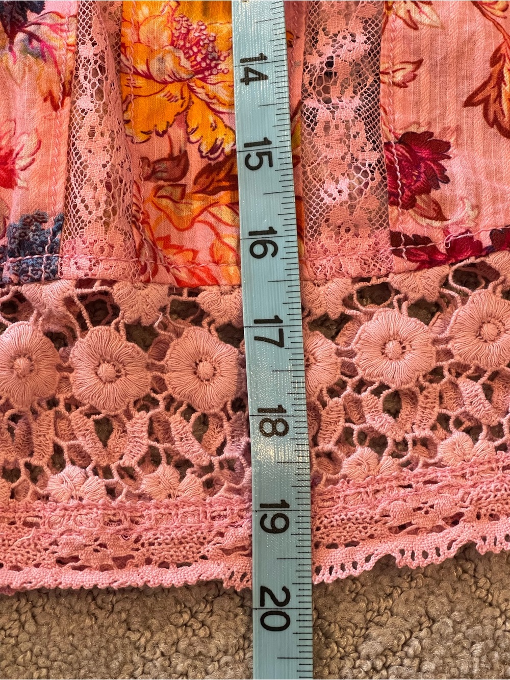 Pilcro-Anthropologie Pink Floral Lace-Trim Sleeveless Button Front Blouse, XS - Picture 11 of 12